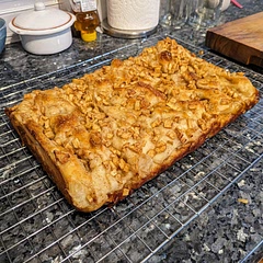 Omg amazing. I was hesitant on the olive oil and used avocado oil which resulted in a fritter-like taste. Not in photo, but added a vanilla cinnamon icing sugar glaze on top as I felt it needed more sweetness. Will be making many more times!! 