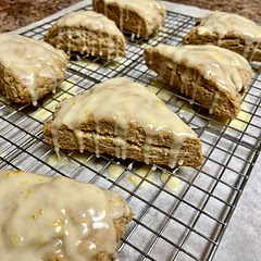 I’ve made this recipe several times. It’s definitely earned its place as my go to scone recipe.

Tip 1: Put the butter in the freezer 15 min before you’re going to start (or when you turn the oven on). It will break up easier into the flour this way - or you can grade it in. 

Tip 2: Keep the eggs and sour cream in the fridge until just before you’re ready to incorporate.

In short, I’d like the dough to stay as cold as possible until I pop it in that 400° oven.