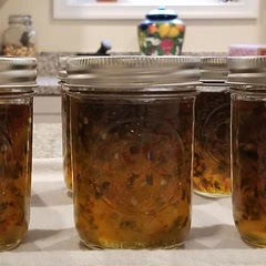 Home grown jalapenos, red and green peppers made a scrumptious jam! 
I plan on adding fresh pineapple next time!