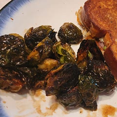 Really good Brussel sprout recipe. Can make it more versatile with different hot sauces. Super easy, tasty side dish.