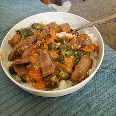 added cornstarch to the beef as well as sauce! added carrots! I feel it needs an acid component but I can figure out what! it taste like something you'd get out of the freezer aisle,  not negative or positive just neutral! 
Definitely will make again!