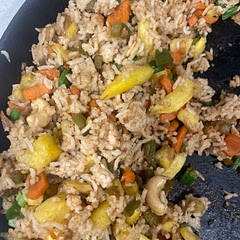 Spicier than anticipated but really good with the cashews and pineapples. Maybe not the most kid friendly. Definitely longer than 12 min for me.