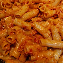 Added basil and chorizo and used cashews instead of walnuts. Good! 