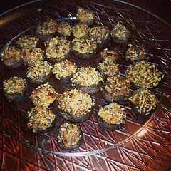 These mushrooms were a big hit for Thanksgiving. They were perfectly moist with a nice crunch from the pecans. I would make these any day with how easy they are to do.