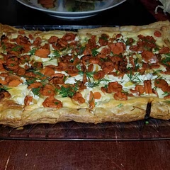 Absolutely beautiful recipe. I'm a suckered for a good tart and this checked all the boxes. Crispy, flaky pastry with a nice light topping. The only thing I would change next time is using rainbow carrots for more color and pop.