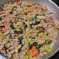 This is my go to recipie. Today, I added kale, celery, carrots, water chestnuts, and 2 eggs!