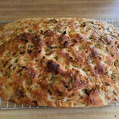 Turned out amazingly well! I left it to rise in the fridge around 60 hours and second rise took about 4 hours. I used garlic and rosemary for the toppings. I added the toppings before dimpling the dough.