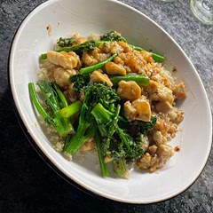 A little bit spicy. Will decrease pepper flakes next time. Added the broccolini, skipped the onions.