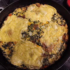 I replaced the four egg whites with four more eggs. The cheese I used for on top was Kerrygold swiss, but I think I would have preferred a more aged swiss. This recipe wasn't horrible, just would have prefer a more vibrant flavor.  