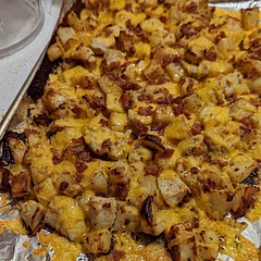Super simple to make and really good. The chicken is still juicy, potatoes cooked just right and the cheese puts it together! Love the ranch seasoning and will definitely make this again.