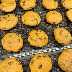 Tasted like a regular chocolate chip cookie with a slight pumpkin flavor, I would try to punch up that flavor if I made it again but they did turn out nice and moist. Using a 2 tablespoon scoop made 40.