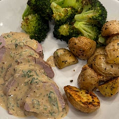 This was good and super easy!  Kept it simple with some roasted potatoes and broccoli.