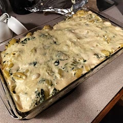 So my local grocery store did not have the humongous jumbo shells needed to make this recipe properly. So I bought a package of medium sized shells and turned it into a casserole. I think it'll be okay.