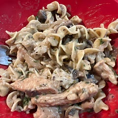 Super delicious, easy, and came together quick.  Pairs well with egg noodles and rice, I made both starches separate.