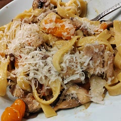 I skipped the tomato paste as I didn't think it needed it. Had some leftover pork roast in wine so added that with the juices as well, tasted lovely 