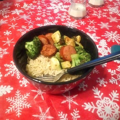 I paired this with ramen noodles (I'm gonna make rice next time) and I can probably do without broccoli, I'll sub cauliflower!

And I could have cooked them longer, there wasn't a crunch as I had hoped for.