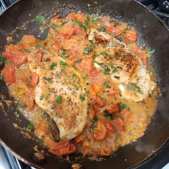 This was incredible! I mixed in some pasta with the sauce and had an easy one pot dinner 😀
Only tip would be to make double or more of the sauce otherwise the juice from the tomatoes won't be enough. 
