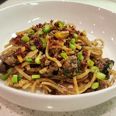 Delicious flavor! As for deviations, I used rice noodles instead of linguine, added yellow bell pepper and topped off with chili oil. 