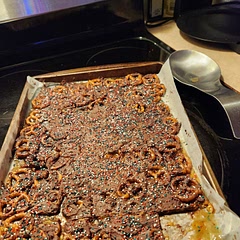 I used pretzels instead of crackers! This was my first time making and eating this!!!! It's gonna be a new holiday treat!! So easy to make!! Thanks