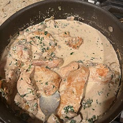 I used beef broth instead of chicken broth along with adding some onion to cook along with the mushrooms. It became a hit with my family as my first dinner I cooked!