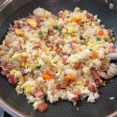 Best to add some meat source like bacon or chicken. I added spam