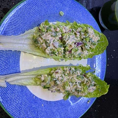 I swapped celery for green pepper, and baby gem lettuce instead of endive