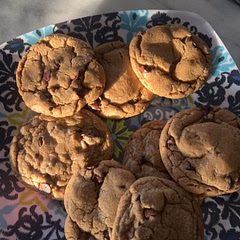 Best chocolate chip cookies ever! I would say they’re very sweet, so if you want to add more chocolate chips just note they might come out extra sweet (i did around 1/3 cup semi sweet chips and they were perfect)
