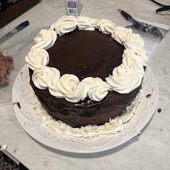 kind of time consuming but turned out great with chocolate ganache glaze and filling! also added homemade whipped cream for decoration.