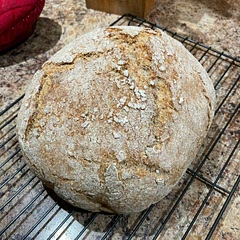 Made it with whole wheat flour and added fresh rosemary to batter.  Did not need to add 15 minutes uncovered