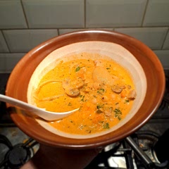 I add chicken thighs and use chicken stock, I also recommend Smoked Paprika because it makes a nice smoky flavor. Finally, I also use whatever veggies I have left laying around.