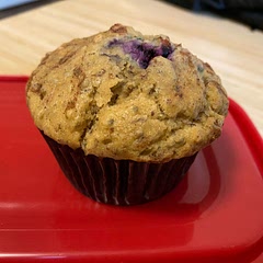 Really good! Cut recipe in half. Used melted butter, left out the whole flax seeds, used maple syrup vs brown sugar, and added cinnamon to the batter. Will make again!