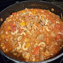 Really good.  Added pepper flakes a be once the noodles were added I had to cook about 20 minutes. 