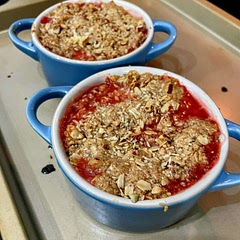Delicious! I made 2 servings worth and baked in individual ramekins. I used frozen rhubarb instead of fresh.