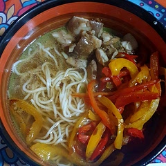 I loved it, it was amasing! I wanted a more light version so i added some noodles, pepper and mushrooms. Wasabi and soy sauce. 
