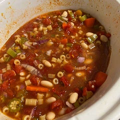 This was really tasty and hearty. I couldn’t find the exact pasta, so I used these tiny noodles, I forget the name. I also added some chopped up okra, which was yummy as well. Wonderful for the cold weekend!