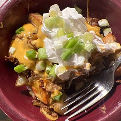 This was a yummy twist to taco bowls. The key is to get the potatoes crispy.