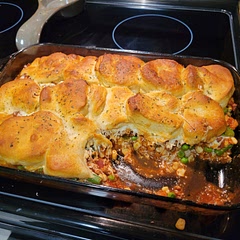 When cooking the meat, I added mined garlic with the onion ( I used 4 big cloves). I also added several other seasonings ( italian blend, parsley, and paprika) a couple tsp. Each. The recipe sounded bland otherwise.