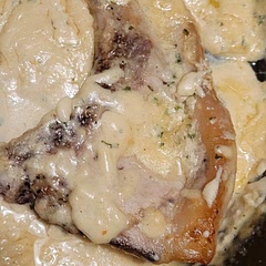It was yummy and moist, but a bit bland despite all the garlic. I doubled the sauce/gravy for the mashed potatoes we had with it. That worked nicely. 