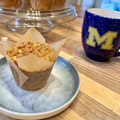 These muffins are awesome! For sure on the indulgent side of life, but hey there is a fruit in there so I’m happy!
