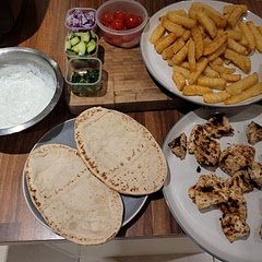 Made it, but with chips to go inside the pitta with it. So tasty
