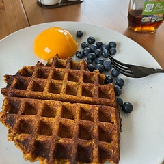 I like to let it cook a while so that’s why it looks dark, but you can do whatever. The dough is not runny like regular waffles, but works perfectly.