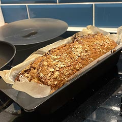 Added extra dedicated coconut + pumpkin seeds + and vanilla essence and swooped the vegetable oil for olive oil