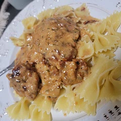 Doubled the sauce added pasta. After the first try I also added more sun dried tomatoes. Even the kids loved it.