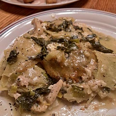 Yummy the first day and even better the second. 
Swapped lamb's quarters for the spinach; greek yogurt for the cottage cheese; and green lentil lasagna for the gluten-free called for.