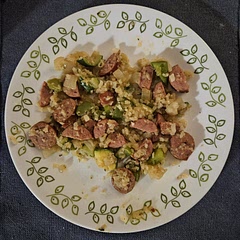 Used Cajun sausage to give it a little kick. Added rice cauliflower. Delicious 😋 