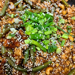 I added beans not broccoli and increased hoisin sauce to a full bottle and added extra soy sauce too. Lots of cashews. Very tasty and sweet also. Loved it.