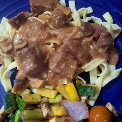 Excellent! Hubby said I could make this anytime! Served over thick egg noodles with sauteed fresh veggies.