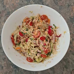 Served it hot so pan-fried the veggies for a few mins before mixing with the pesto. Delicious!