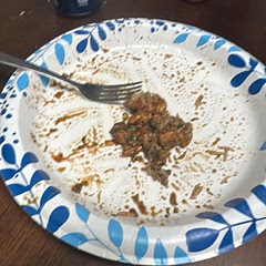 I would’ve taken the nice picture, but the kids ate it all before I could take anybody’s picture so you get empty plate