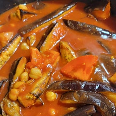This was delicious!  The saffron gives the tomato base a glorious, delicate flavor, and the roasted eggplant is...creamy!   It's a filling, comforting soup!